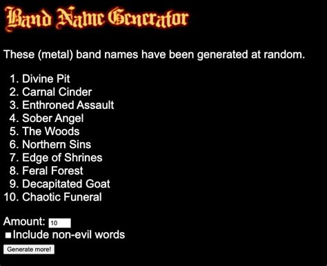glam metal band name generator|Band name generator: One word & multiple words .